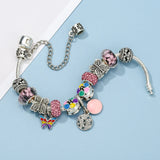 Colorful Butterfly Pendant Bracelet Charm Beads Silver Plated Women Gift