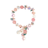 Crystal Beaded Flower Bracelet Pink Bangle