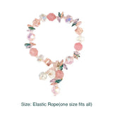 Crystal Beaded Flower Bracelet Pink Bangle