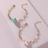 Natural Stone Chain Link Bracelet Jewelry Gift for Women
