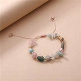 Adjustable Natural Rock Stone Beads Strand Bracelet for Women