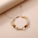 Adjustable Natural Rock Stone Beads Strand Bracelet for Women