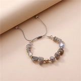 Adjustable Natural Rock Stone Beads Strand Bracelet for Women