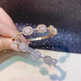 Spring CZ Crystal Stackable Bangle for Women Wedding