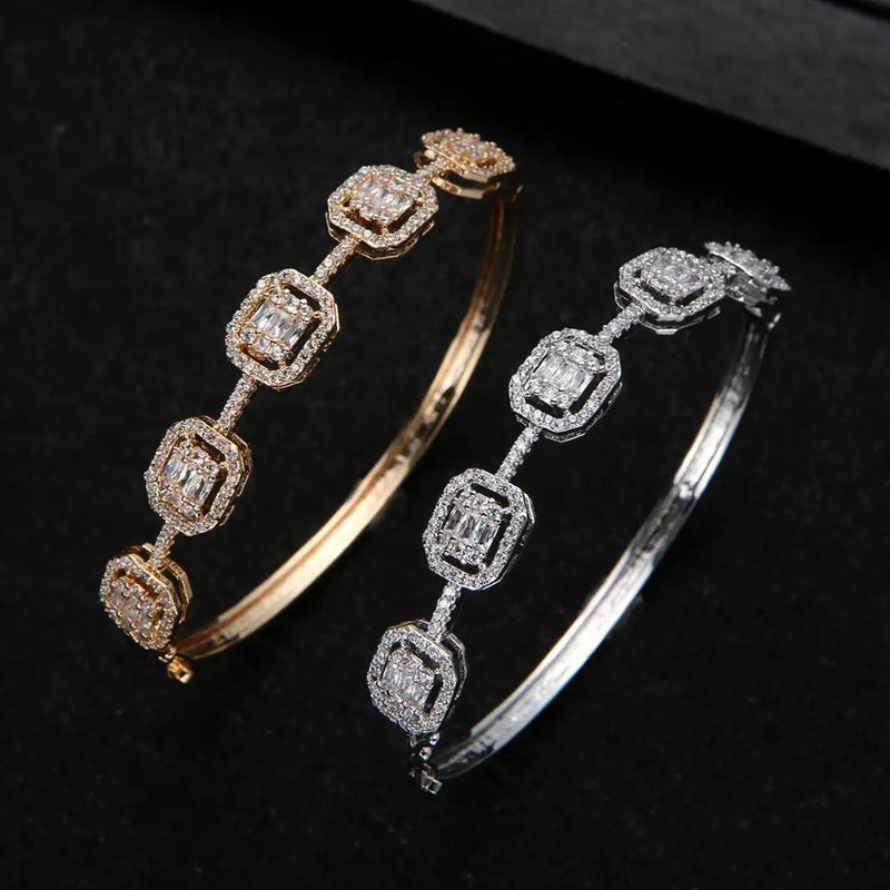 Spring CZ Crystal Stackable Bangle for Women Wedding