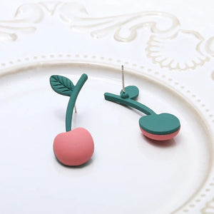 Pink Tulip Flowers Spray Paint Earrings S925 Silver DIY Accessories