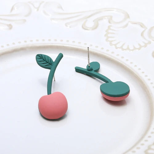 Pink Tulip Flowers Spray Paint Earrings S925 Silver DIY Accessories