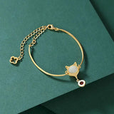 S925 Sterling Silver Fox Spiritual Bracelet Natural Hetian Jade