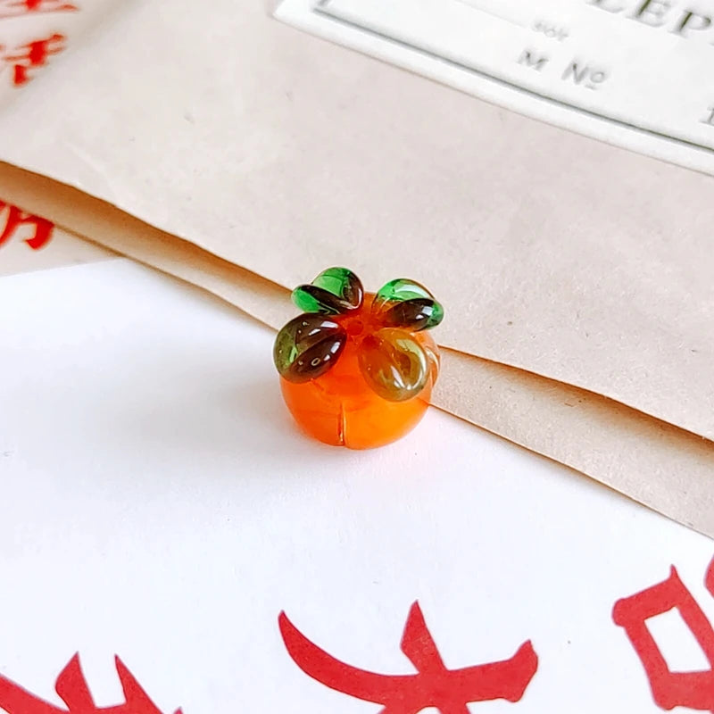 Spring Retro Persimmon Ruyi Glass Mini Earrings Pendant Hair Accessories