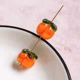 Spring Retro Persimmon Ruyi Glass Mini Earrings Pendant Hair Accessories