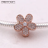 925 Silver Flower Charms Rose Bead for DIY Bracelet
