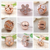 925 Silver Flower Charms Rose Bead for DIY Bracelet