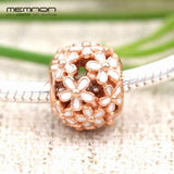 925 Silver Flower Charms Rose Bead for DIY Bracelet