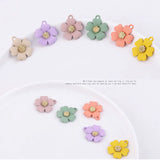30pcs Rubber Paint Cartoon Flowers Alloy Floating Locket Charms DIY Jewelry