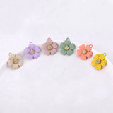 30pcs Rubber Paint Cartoon Flowers Alloy Floating Locket Charms DIY Jewelry