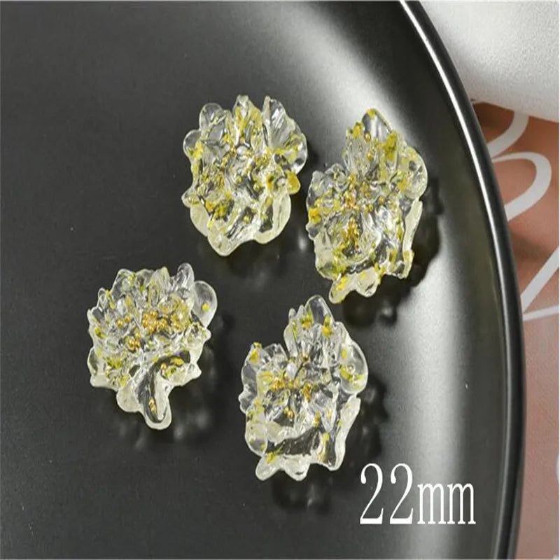 30pcs 22mm Resin Flower Shape Flatback Beads DIY Jewelry Earring Accessory