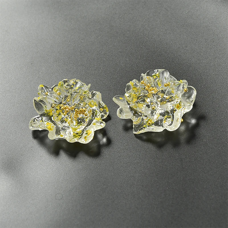 30pcs 22mm Resin Flower Shape Flatback Beads DIY Jewelry Earring Accessory
