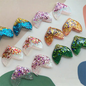 30pcs Glitter/Sequins Fish Tails Resin Beads DIY Jewelry Earring Accessory