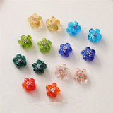 Spring 50pcs 16mm Cartoon Flowers Glass Beads DIY Earring/Bracelet Accessories