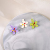 50pcs Cartoon Flowers Alloy Locket Charms DIY Jewelry Earring Pendant