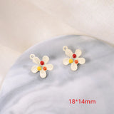50pcs Cartoon Flowers Alloy Locket Charms DIY Jewelry Earring Pendant
