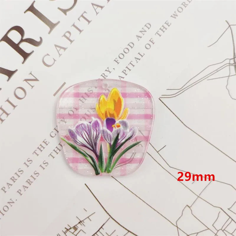50pcs Lattice Flowers Acrylic Bead DIY Jewelry Earring Accessory