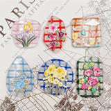 50pcs Lattice Flowers Acrylic Bead DIY Jewelry Earring Accessory