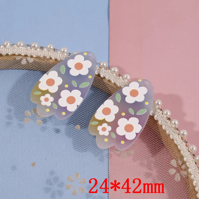 50pcs Acrylic Pattern Print Beads DIY Earring/Garment Accessory