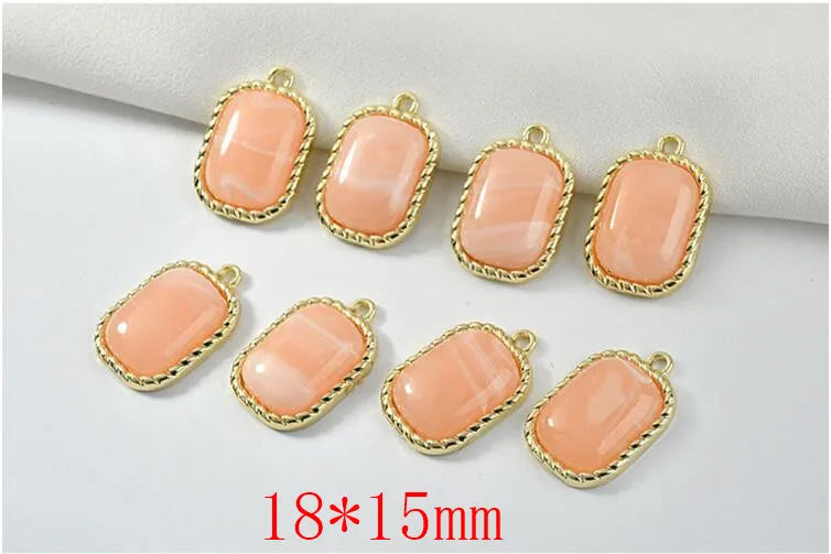 50pcs Resin Geometry Rectangle Charms for DIY Jewelry Crafting
