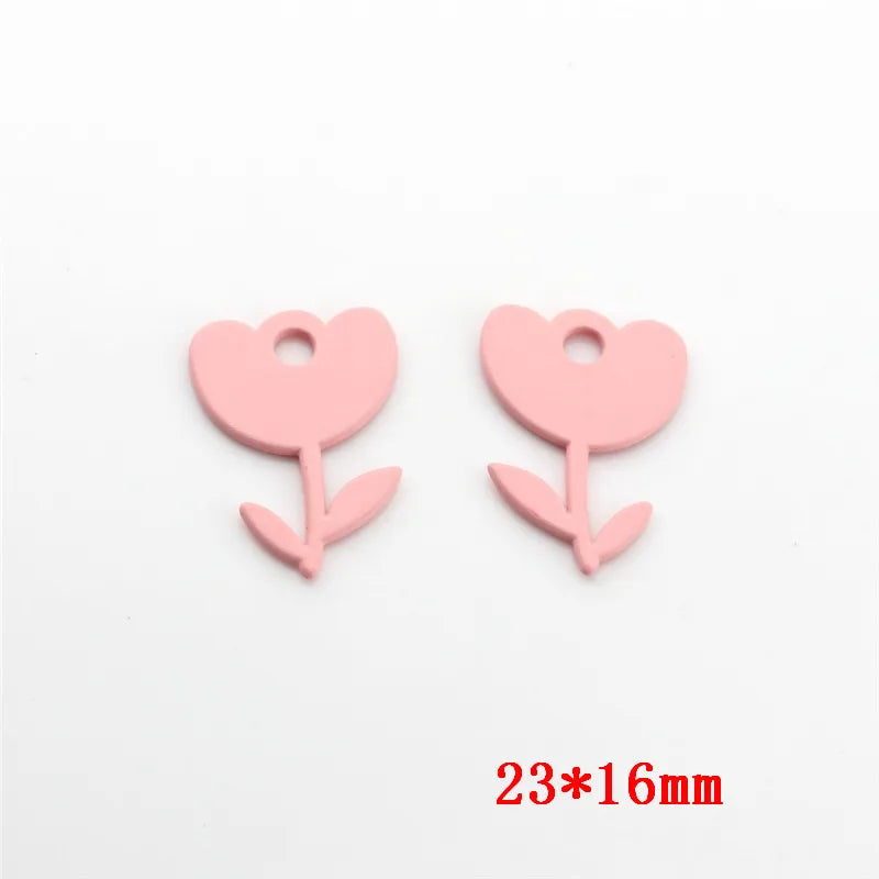 50pcs Cartoon Tulip Flowers Alloy Floating Locket Charms DIY Jewelry
