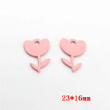 50pcs Cartoon Tulip Flowers Alloy Floating Locket Charms DIY Jewelry