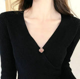 Women's Cardigan Square Crystal Zircon Brooch