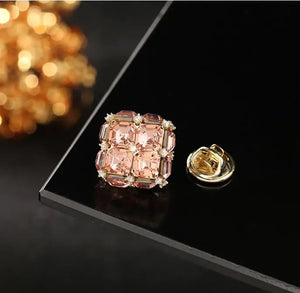 Women's Cardigan Square Crystal Zircon Brooch