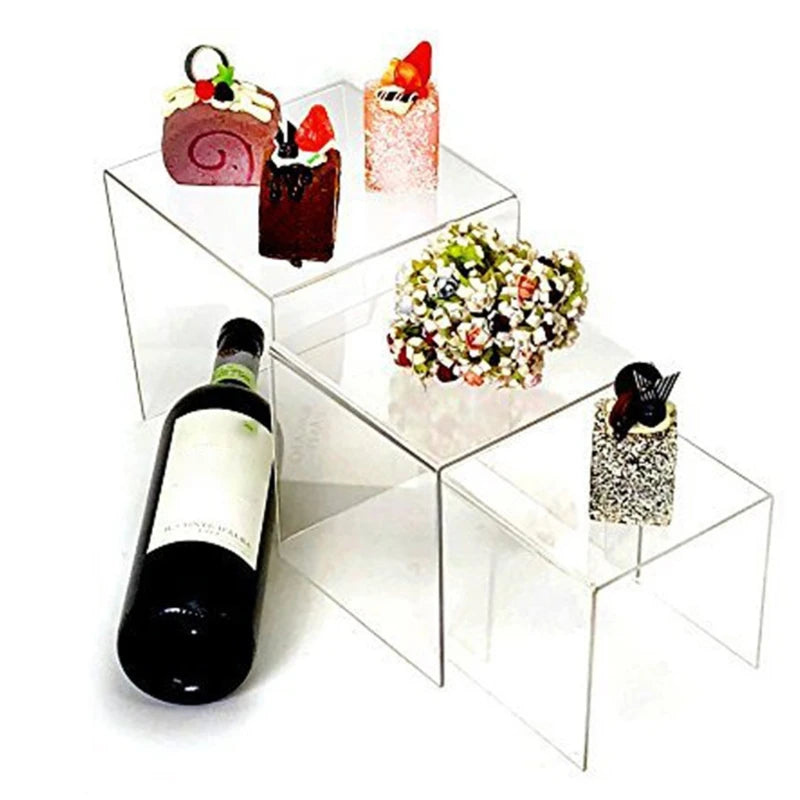 Clear Acrylic 3 Size Riser Stands Set for Jewelry Display