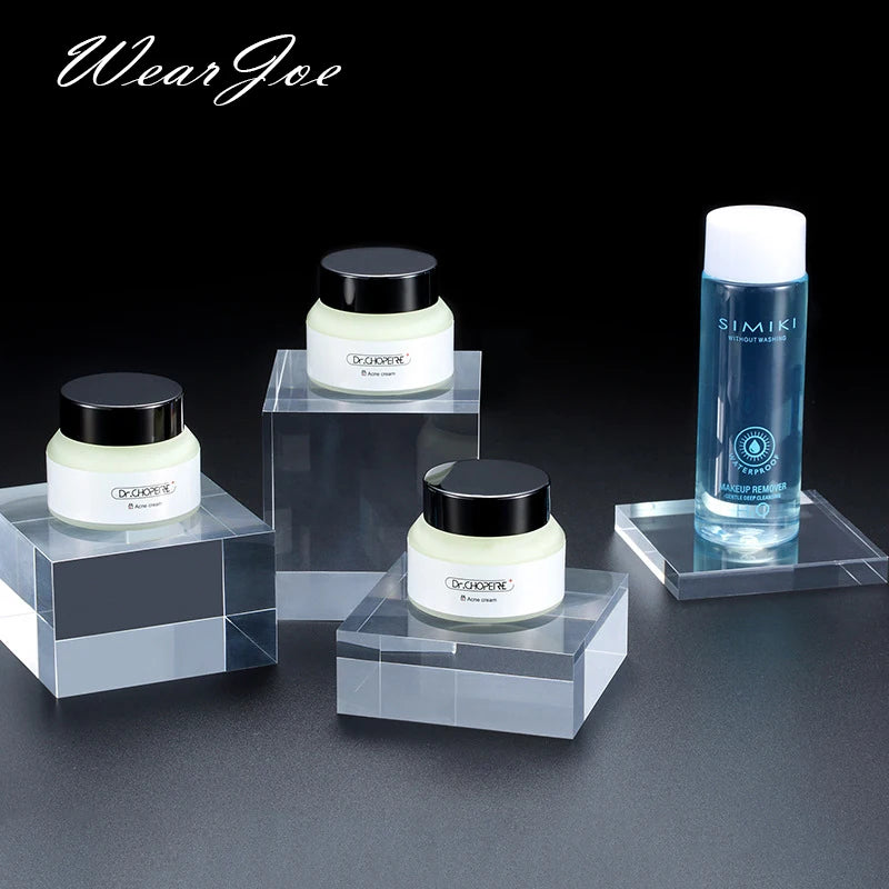 Acrylic Display Cube Riser Pedestal Block for Skin Care Cosmetic Jar Jewelry