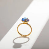 Square Adjustable Rings Austrian Crystal Women Open Ring Wedding Party Jewelry