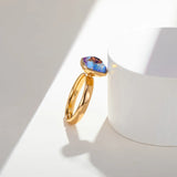 Square Adjustable Rings Austrian Crystal Women Open Ring Wedding Party Jewelry