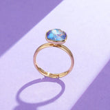 Square Adjustable Rings Austrian Crystal Women Open Ring Wedding Party Jewelry