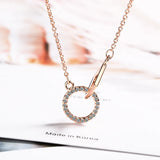 Interlock Clavicle Short Necklace 925 Sterling Silver Zirconia Necklace