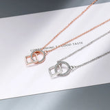 Interlock Clavicle Short Necklace 925 Sterling Silver Zirconia Necklace