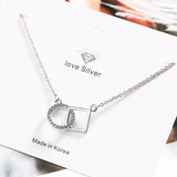Interlock Clavicle Short Necklace 925 Sterling Silver Zirconia Necklace
