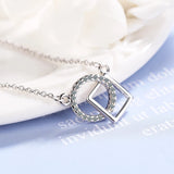 Interlock Clavicle Short Necklace 925 Sterling Silver Zirconia Necklace