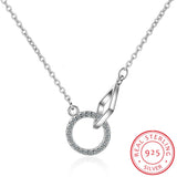 Interlock Clavicle Short Necklace 925 Sterling Silver Zirconia Necklace