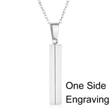 Square Bar Name Letter Necklace, Stainless Steel, 3 Colors