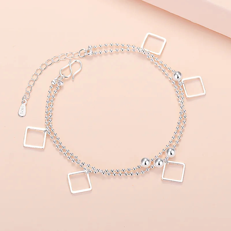 Square Bead Bracelet Double Layer Jewelry