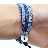 Stone Wrap Bracelet for Women Leather Braided Friendship Beaded Bracelet