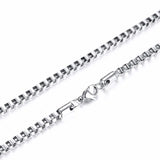 Square Box Link Men Necklace, Stainless Steel Chain, 21-24 Inches