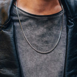 Square Box Link Men Necklace, Stainless Steel Chain, 21-24 Inches