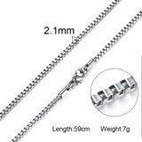 Square Box Link Men Necklace, Stainless Steel Chain, 21-24 Inches