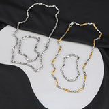 Stainless Steel Square Button Chain Necklace